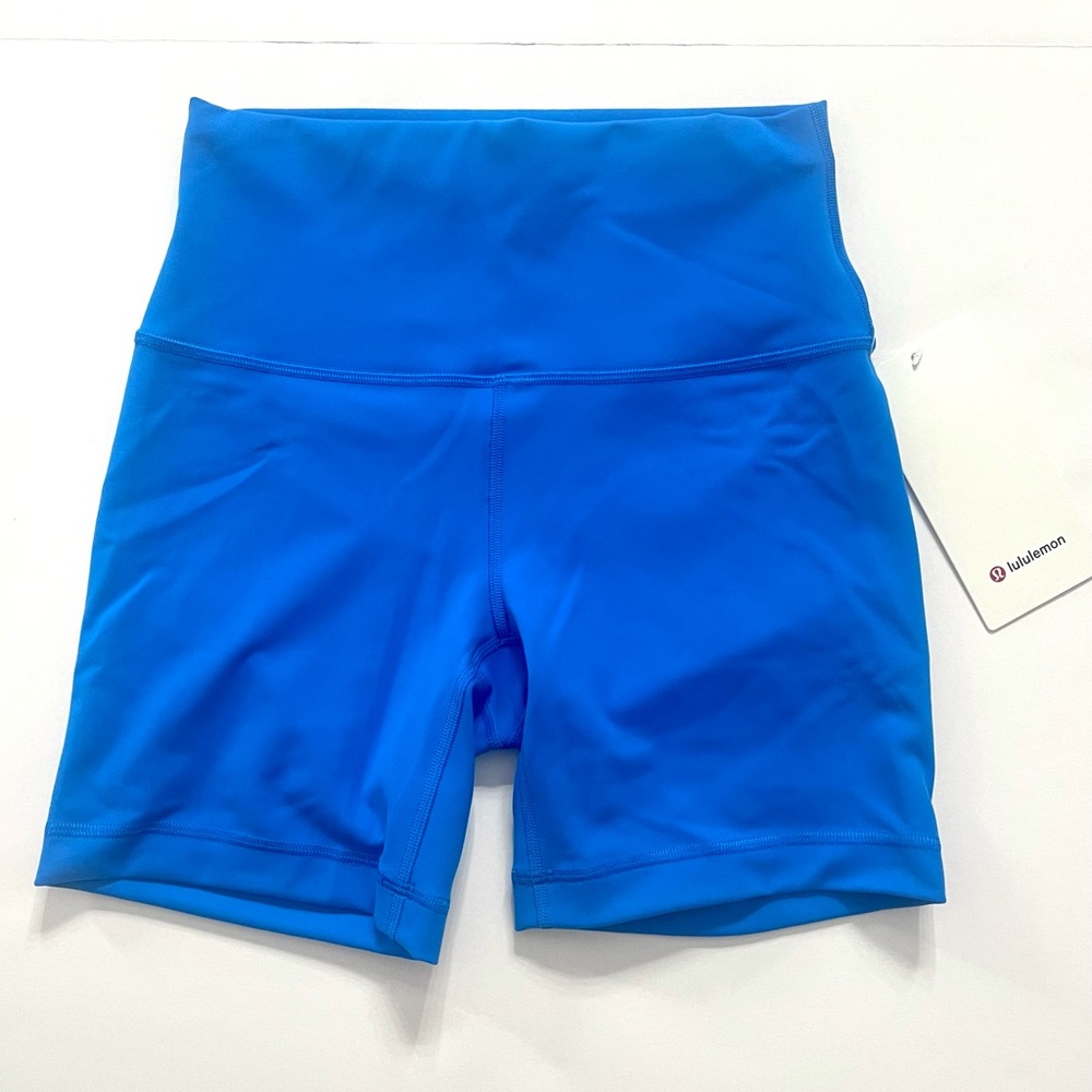 Lululemon Wunder Train High Rise 6” bike short POOL BLUE
